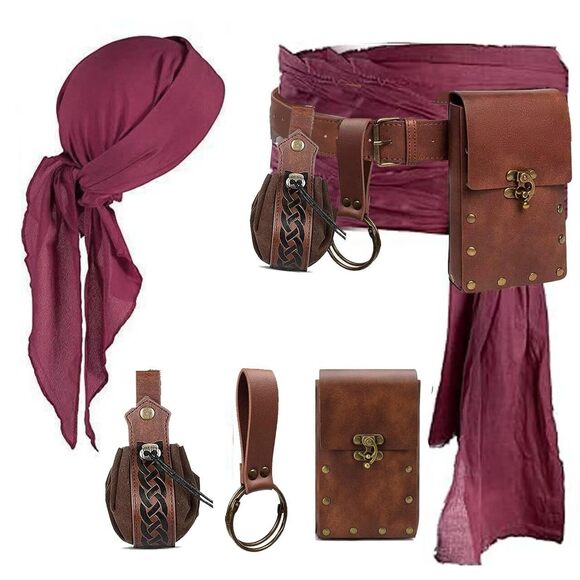 Коtоrа Accessories - 1993 Pirate Costume Head Scarf Bandana Hat Waist Sash Medieval